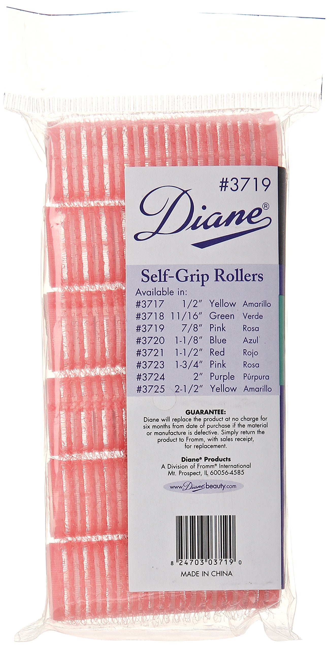 Pink, 7/8'' : DIANE Self-Grip Rollers 7/8'' Pink 6-Pack (Model:3719), Vented base allows fast drying, Self-adhering rollers, No pins or clips needed